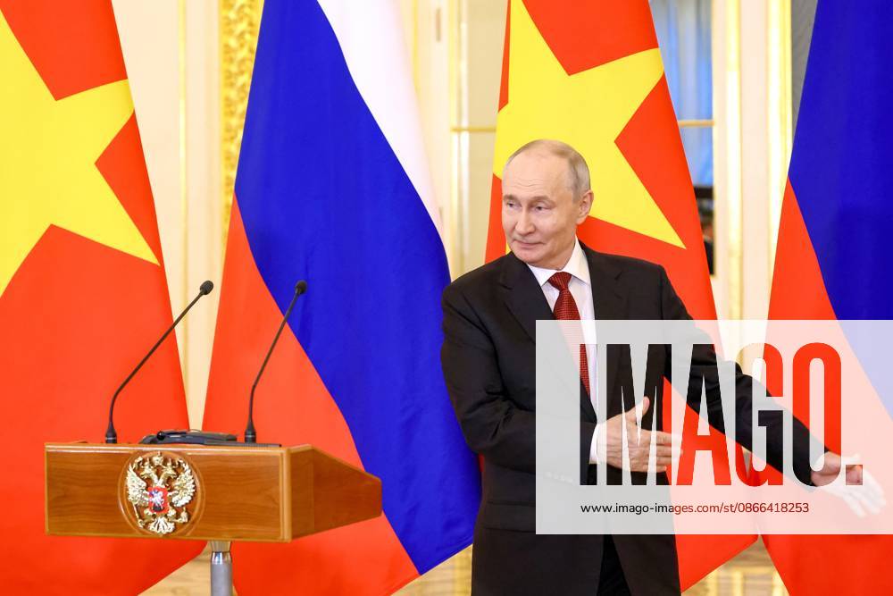 Russia Vietnam 9239554 09.09.2026 Russian President Vladimir Putin takes part with Vietnamese President To Lam via videoconference in the opening of a laboratory for the study and prevention of infectious diseases at the Joint Russian-Vietnamese Tropical Research and Technology Centre in Hanoi during their meeting at the Kremlin in Moscow, Russia. Geodakyan Artem Sputnik Moscow Russia