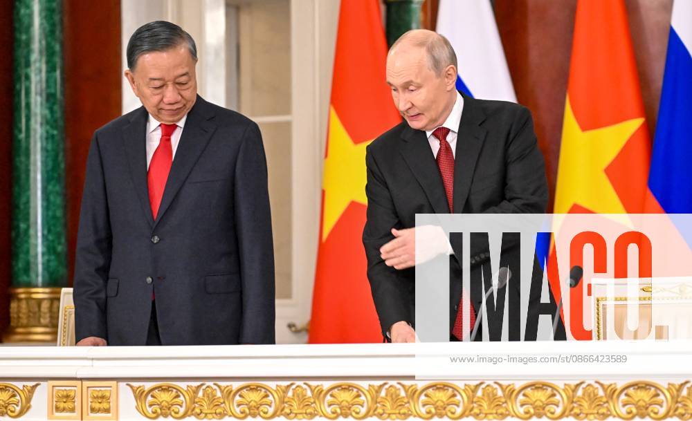 Russia Vietnam 9239608 09.09.2026 Vietnamese President To Lam and Russian President Vladimir Putin arrive to make statements to the press following their meeting at the Kremlin in Moscow, Russia. Alexey Maishev Sputnik Moscow Russia