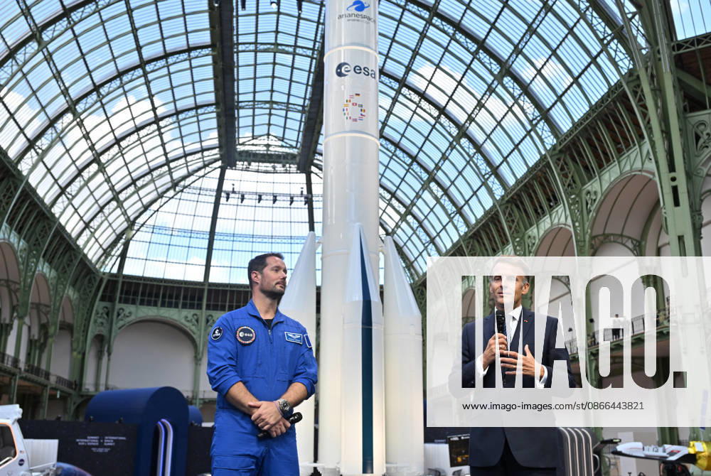Thomas Pesquet and Emmanuel Macron, President of the French Republic, E. Macron, President of the French Republic, at the International Space Summit on September 10, 2026, at the Grand Palais in Paris, September 9, 2026. Nearly 1,100 companies from the space sector will also be present at the Grand Palais, demonstrating the exceptional mobilization of the global space ecosystem around this event, organized by France and Germany. The Summit will address all issues related to the development and innovation of the space sector through three key themes: 1) tackling the challenges of the global space economy through international cooperation; 2) advancing science, technology, and space exploration from an international perspective; and 3) ensur