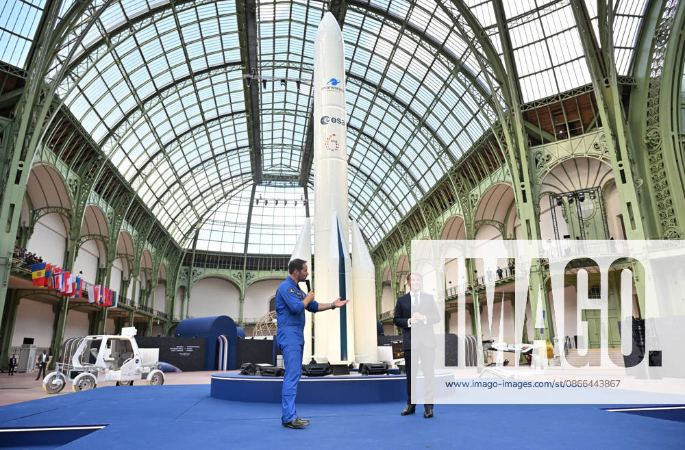 Thomas Pesquet and Emmanuel Macron, President of the French Republic, E. Macron, President of the French Republic, at the International Space Summit on September 10, 2026, at the Grand Palais in Paris, September 9, 2026. Nearly 1,100 companies from the space sector will also be present at the Grand Palais, demonstrating the exceptional mobilization of the global space ecosystem around this event, organized by France and Germany. The Summit will address all issues related to the development and innovation of the space sector through three key themes: 1) tackling the challenges of the global space economy through international cooperation; 2) advancing science, technology, and space exploration from an international perspective; and 3) ensur