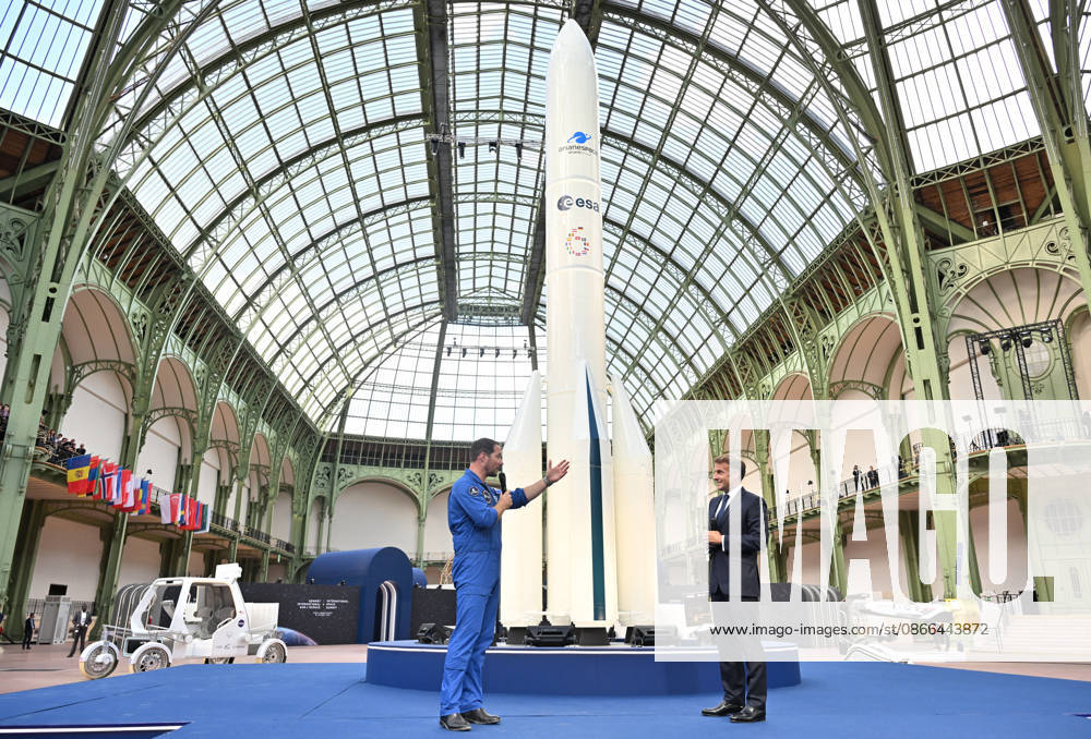 Thomas Pesquet and Emmanuel Macron, President of the French Republic, E. Macron, President of the French Republic, at the International Space Summit on September 10, 2026, at the Grand Palais in Paris, September 9, 2026. Nearly 1,100 companies from the space sector will also be present at the Grand Palais, demonstrating the exceptional mobilization of the global space ecosystem around this event, organized by France and Germany. The Summit will address all issues related to the development and innovation of the space sector through three key themes: 1) tackling the challenges of the global space economy through international cooperation; 2) advancing science, technology, and space exploration from an international perspective; and 3) ensur