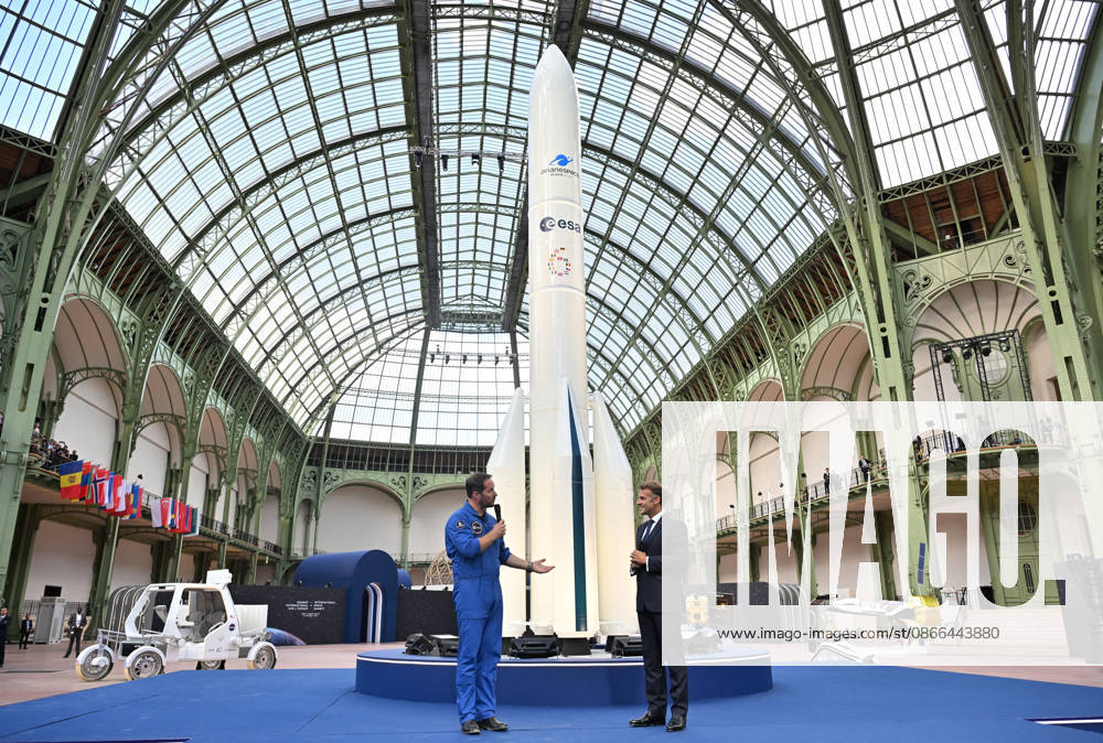 Thomas Pesquet and Emmanuel Macron, President of the French Republic, E. Macron, President of the French Republic, at the International Space Summit on September 10, 2026, at the Grand Palais in Paris, September 9, 2026. Nearly 1,100 companies from the space sector will also be present at the Grand Palais, demonstrating the exceptional mobilization of the global space ecosystem around this event, organized by France and Germany. The Summit will address all issues related to the development and innovation of the space sector through three key themes: 1) tackling the challenges of the global space economy through international cooperation; 2) advancing science, technology, and space exploration from an international perspective; and 3) ensur