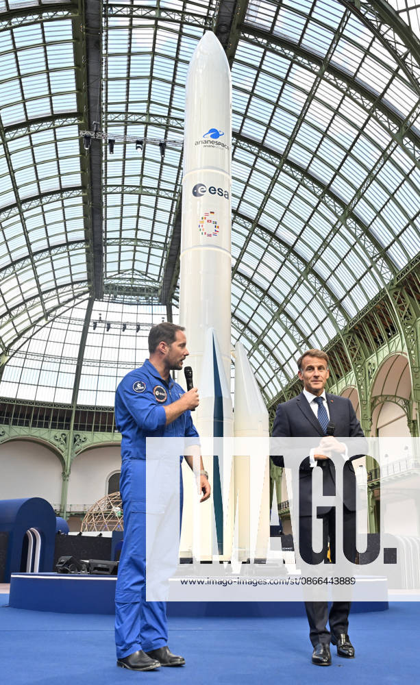 Thomas Pesquet and Emmanuel Macron, President of the French Republic, E. Macron, President of the French Republic, at the International Space Summit on September 10, 2026, at the Grand Palais in Paris, September 9, 2026. Nearly 1,100 companies from the space sector will also be present at the Grand Palais, demonstrating the exceptional mobilization of the global space ecosystem around this event, organized by France and Germany. The Summit will address all issues related to the development and innovation of the space sector through three key themes: 1) tackling the challenges of the global space economy through international cooperation; 2) advancing science, technology, and space exploration from an international perspective; and 3) ensur