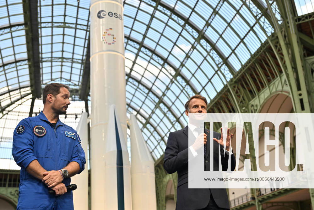 Thomas Pesquet and Emmanuel Macron, President of the French Republic, E. Macron, President of the French Republic, at the International Space Summit on September 10, 2026, at the Grand Palais in Paris, September 9, 2026. Nearly 1,100 companies from the space sector will also be present at the Grand Palais, demonstrating the exceptional mobilization of the global space ecosystem around this event, organized by France and Germany. The Summit will address all issues related to the development and innovation of the space sector through three key themes: 1) tackling the challenges of the global space economy through international cooperation; 2) advancing science, technology, and space exploration from an international perspective; and 3) ensur