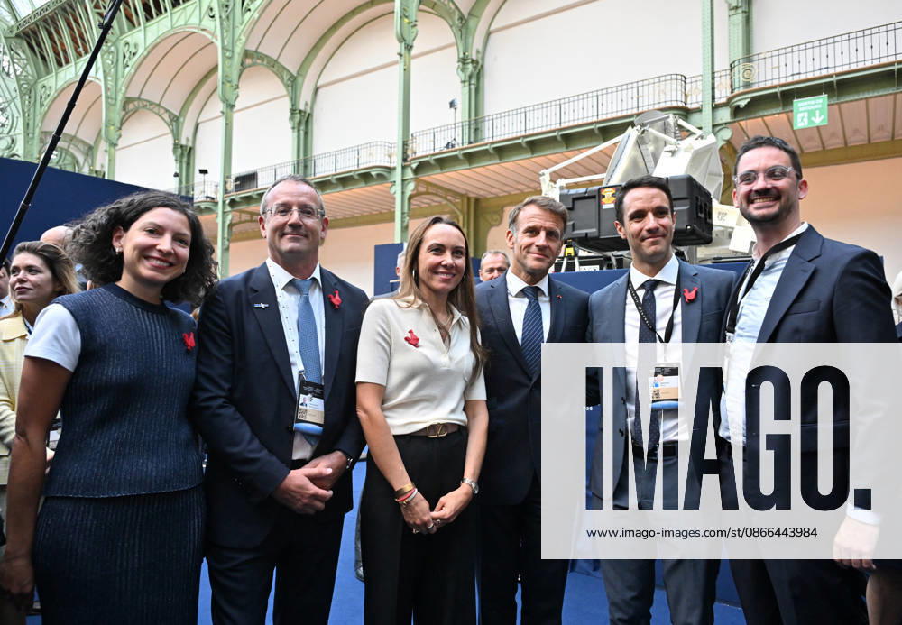 Jean François Fallacher, CEO of the French satellite operator Eutelsat; guest Emmanuel Macron, President of the French Republic; and the CEO of the French satellite communications services company Skynopy, Pierre Bertrand, along with guest Emmanuel Macron, President of the French Republic, at the International Space Summit on September 10, 2026, at the Grand Palais in Paris, on September 9, 2026. Nearly 1,100 companies from the space sector will also be present at the Grand Palais, demonstrating the exceptional mobilization of the global space ecosystem around this event, organized by France and Germany. The Summit will address all issues related to the development and innovation of the space sector through three key themes: 1) meeting the