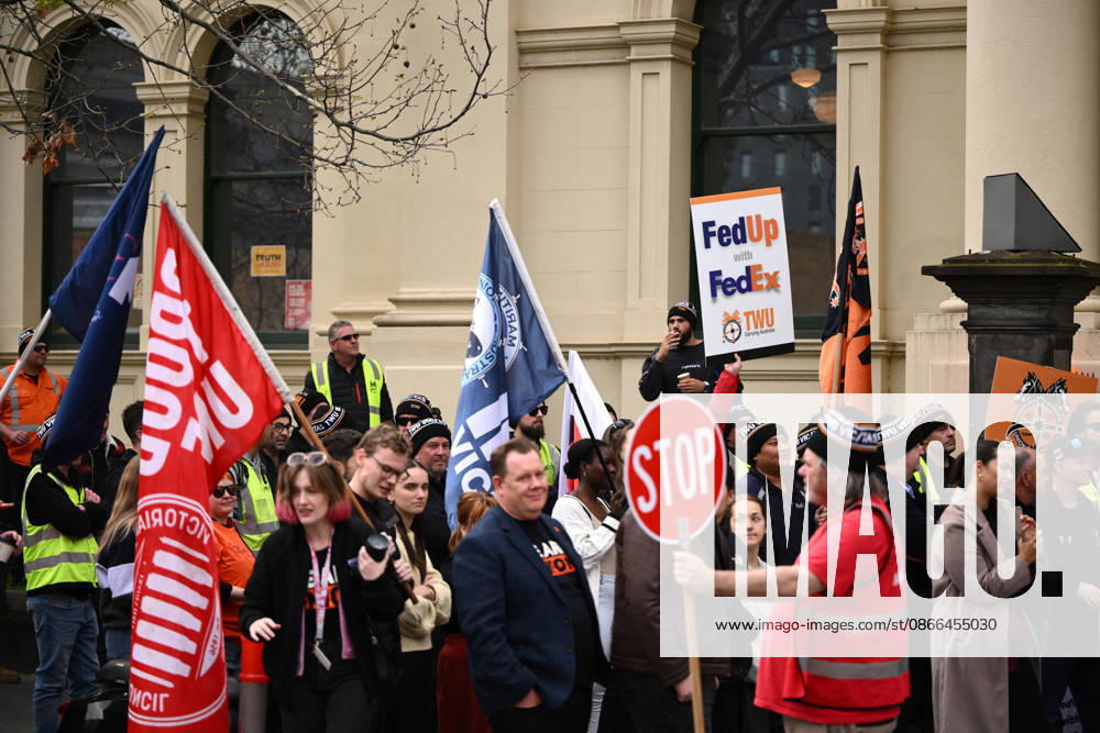 TWU STRIKE MELBOURNE, Transport Workers Union (TWU) members strike at Victorian Trades Hall in Carlton, Melbourne, Thursday, September 10, 2026. Thousands of transport workers start a 24-hour strike for a fight for safe, secure jobs. ( NO ARCHIVING MELBOURNE VICTORIA AUSTRALIA
