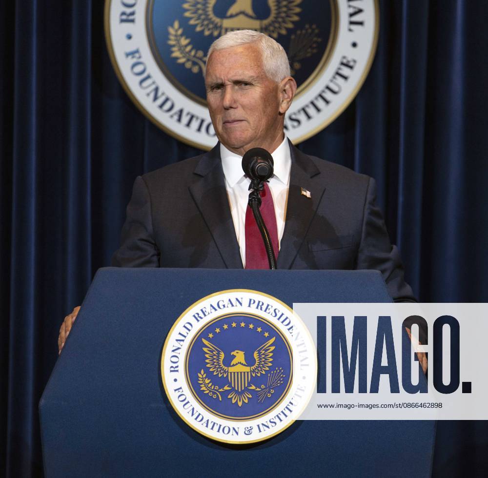 Former United States Vice President MIKE PENCE discusses his new book, What Conservatives Believe at the Ronald Reagan Presidential Library. Simi Valley USA - ZUMAce6_ 20260909_zaf_ce6_001