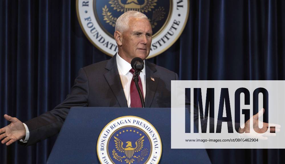 Former United States Vice President MIKE PENCE discusses his new book, What Conservatives Believe at the Ronald Reagan Presidential Library. Simi Valley USA - ZUMAce6_ 20260909_zaf_ce6_003