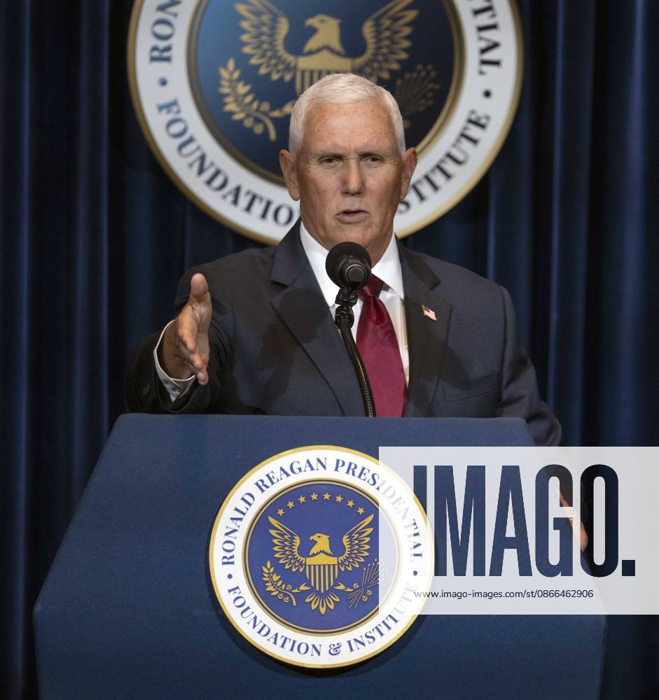 Former United States Vice President MIKE PENCE discusses his new book, What Conservatives Believe at the Ronald Reagan Presidential Library. Simi Valley USA - ZUMAce6_ 20260909_zaf_ce6_004