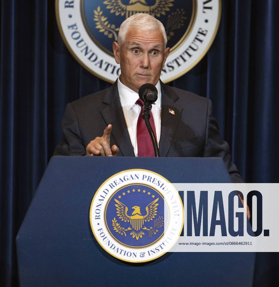 Former United States Vice President MIKE PENCE discusses his new book, What Conservatives Believe at the Ronald Reagan Presidential Library. Simi Valley USA - ZUMAce6_ 20260909_zaf_ce6_006