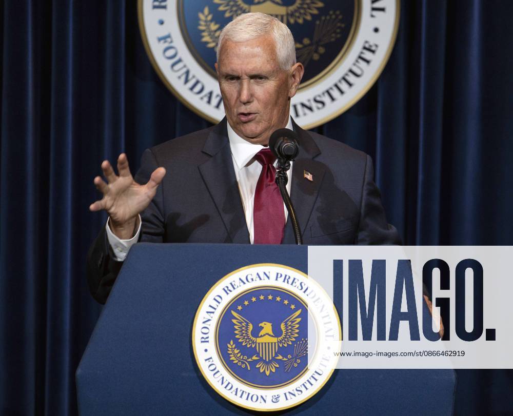 Former United States Vice President MIKE PENCE discusses his new book, What Conservatives Believe at the Ronald Reagan Presidential Library. Simi Valley USA - ZUMAce6_ 20260909_zaf_ce6_007