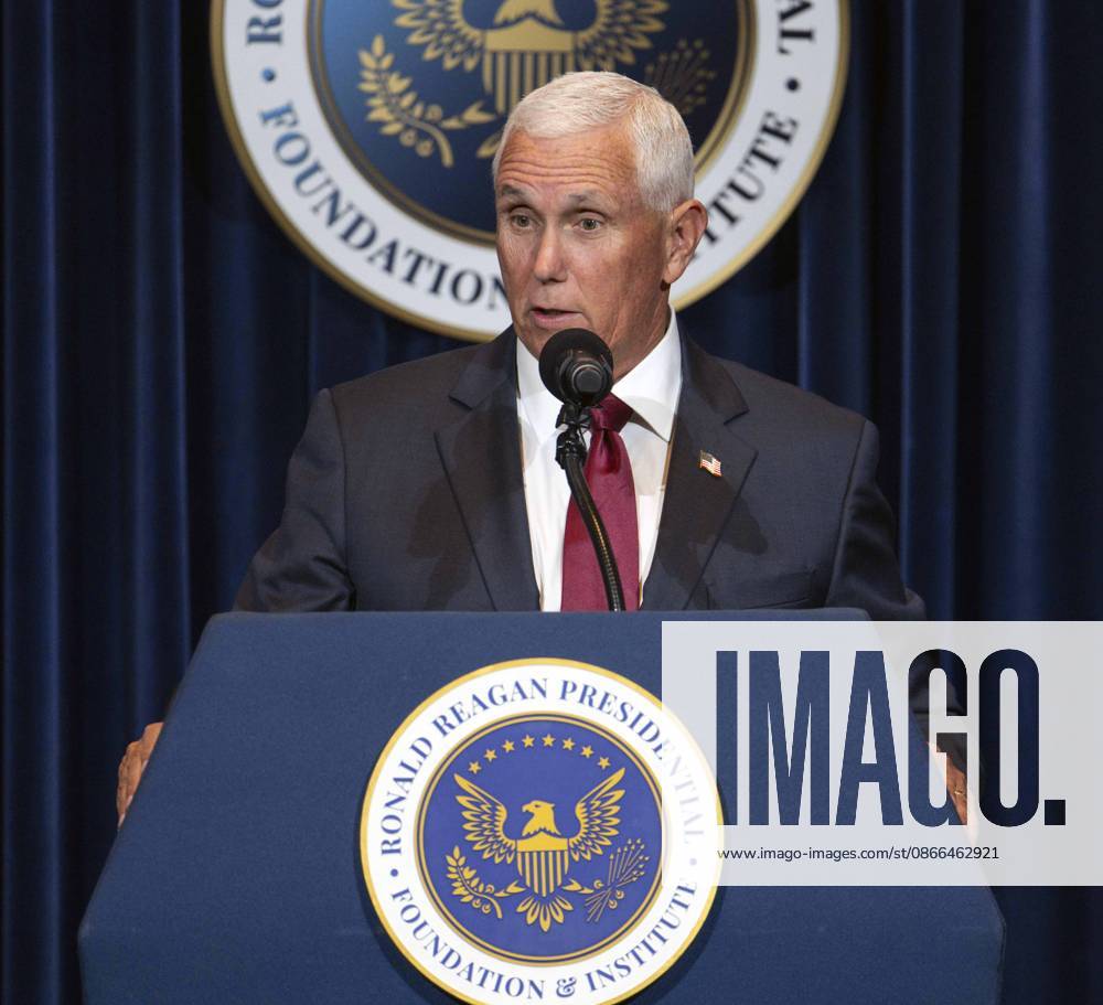 Former United States Vice President MIKE PENCE discusses his new book, What Conservatives Believe at the Ronald Reagan Presidential Library. Simi Valley USA - ZUMAce6_ 20260909_zaf_ce6_008