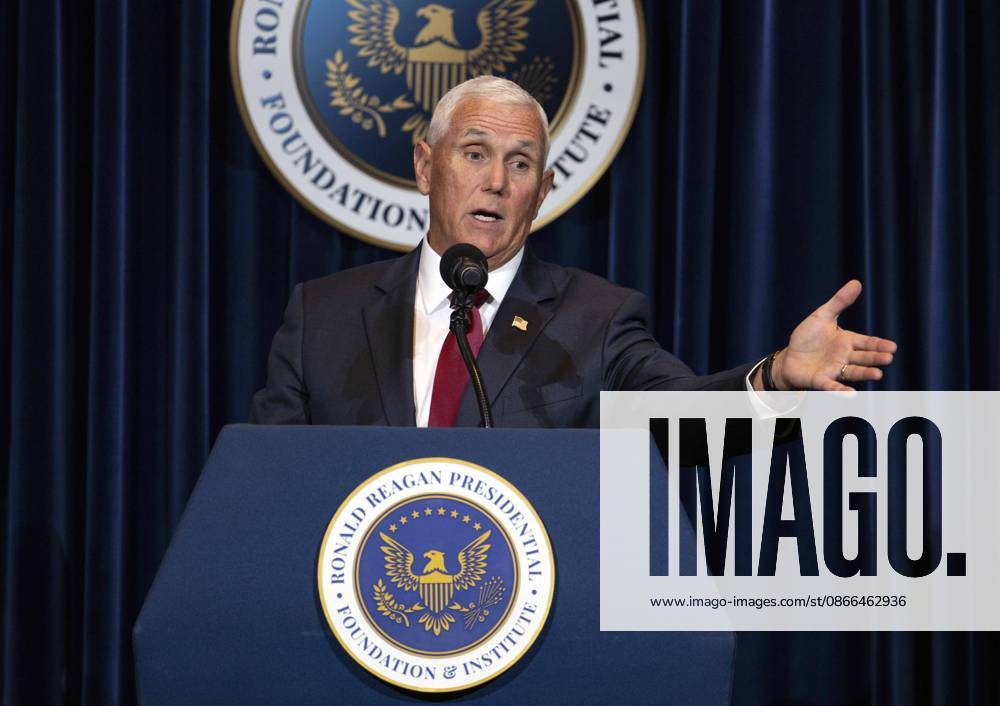 Former United States Vice President MIKE PENCE discusses his new book, What Conservatives Believe at the Ronald Reagan Presidential Library. Simi Valley USA - ZUMAce6_ 20260909_zaf_ce6_012