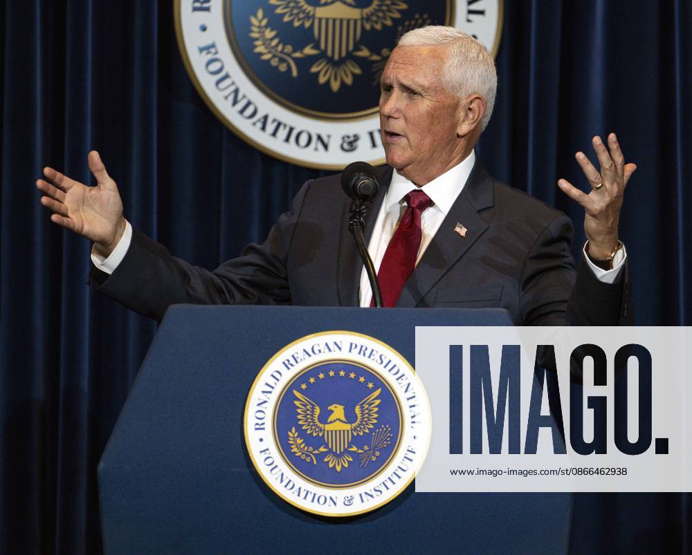 Former United States Vice President MIKE PENCE discusses his new book, What Conservatives Believe at the Ronald Reagan Presidential Library. Simi Valley USA - ZUMAce6_ 20260909_zaf_ce6_013
