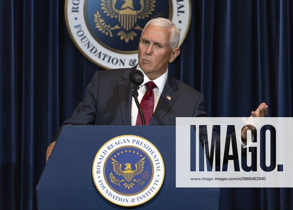 Former United States Vice President MIKE PENCE discusses his new book, What Conservatives Believe at the Ronald Reagan Presidential Library. Simi Valley USA - ZUMAce6_ 20260909_zaf_ce6_014
