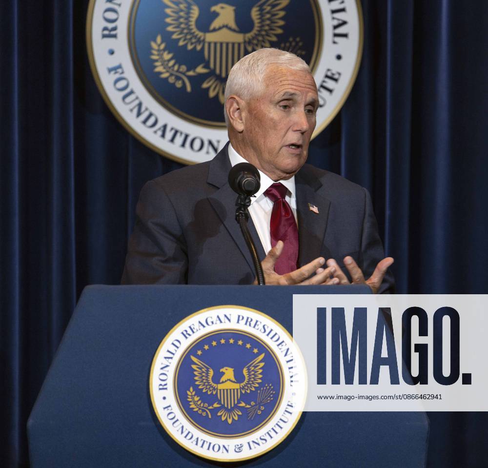 Former United States Vice President MIKE PENCE discusses his new book, What Conservatives Believe at the Ronald Reagan Presidential Library. Simi Valley USA - ZUMAce6_ 20260909_zaf_ce6_015