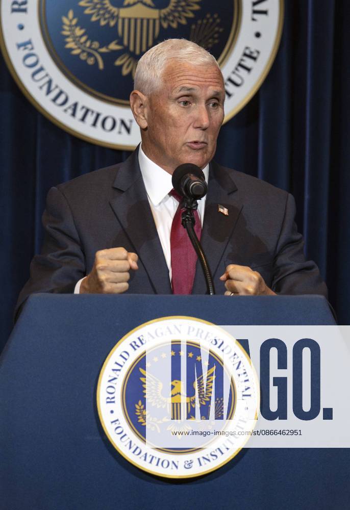 Former United States Vice President MIKE PENCE discusses his new book, What Conservatives Believe at the Ronald Reagan Presidential Library. Simi Valley USA - ZUMAce6_ 20260909_zaf_ce6_017
