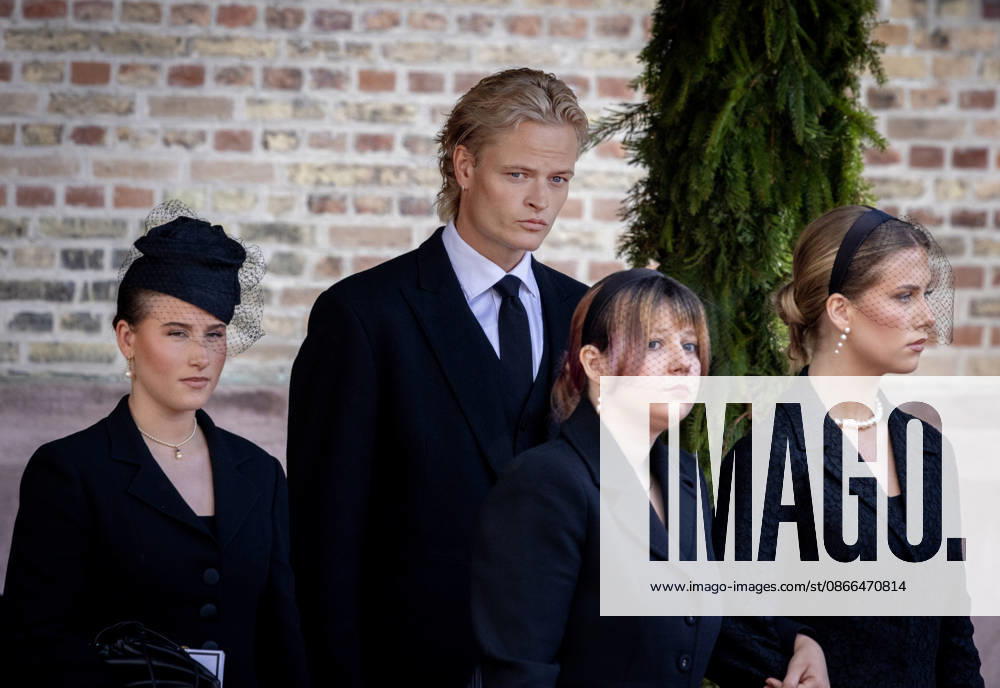 Funeral of King Harald of Norway during a royal procession from the Royal Palace Chapel to the Cathedral in Oslo. Maud and Leah and Emma Marius Borg Hoiby Â
