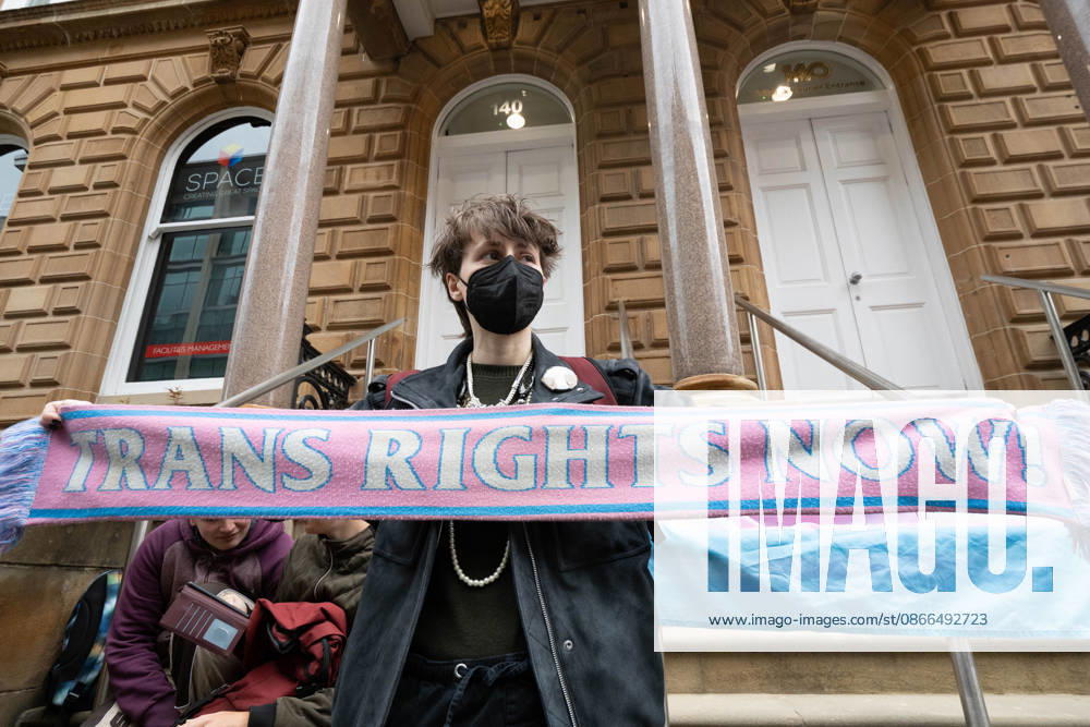 Transgender rights activists and allies held a protest outside the Glasgow office of the Equality and Human Rights Commission, opposing its ongoing stance, final proposals and guidance concerning the exclusion of transgender people from single-sex spaces and gendered services. Organised by Trans Weans Wont Wheesht, campaigners called on the equalities watchdog to respect trans rights and urged further outreach to local politicians. Glasgow UK - ZUMAs357 20260910_zip_s357_001