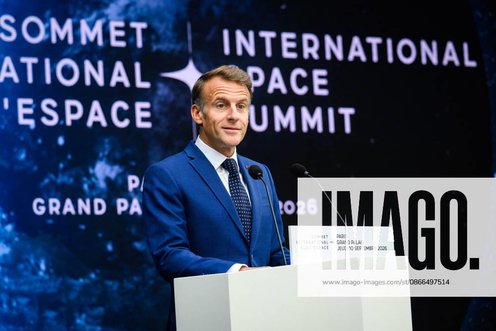 Emmanuel Macron, President of the French Republic, at the International Space Summit at the Grand Palais in Paris, France, on September 10, 2026. Caught between the United States and China, Europe intends to defend its position at the first international summit in Paris—an event snubbed by the American giants and one that the German chancellor, despite being a co-organizer, is not attending. Eric Tschaen Pool Bestimage International Space Summit at the Grand Palais in Paris on September 10, 2026 Caught between the United States and China, Europe intends to defend its position at the first international summit in Paris—an event snubbed by the American giants and attended without the German chancellor, one of the event’s co-hosts Paris, Fran