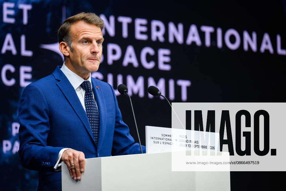 Emmanuel Macron, President of the French Republic, at the International Space Summit at the Grand Palais in Paris, France, on September 10, 2026. Caught between the United States and China, Europe intends to defend its position at the first international summit in Paris—an event snubbed by the American giants and one that the German chancellor, despite being a co-organizer, is not attending. Eric Tschaen Pool Bestimage International Space Summit at the Grand Palais in Paris on September 10, 2026 Caught between the United States and China, Europe intends to defend its position at the first international summit in Paris—an event snubbed by the American giants and attended without the German chancellor, one of the event’s co-hosts Paris, Fran