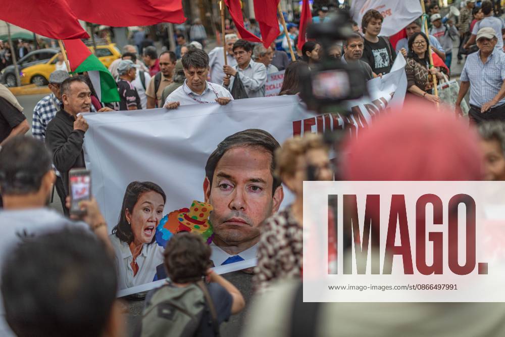 Protesters Rally Against Marco Rubios Visit to Peru LIMA, PERU SEPTEMBER 9, 2026: Protesters from left-wing civic and university collectives gather at Plaza San Martin in central Lima to demonstrate against the official visit of U.S. Secretary of State Marco Rubio to Peru. The demonstrators marched through the city centre into the evening during Rubios South American tour. Lima Peru