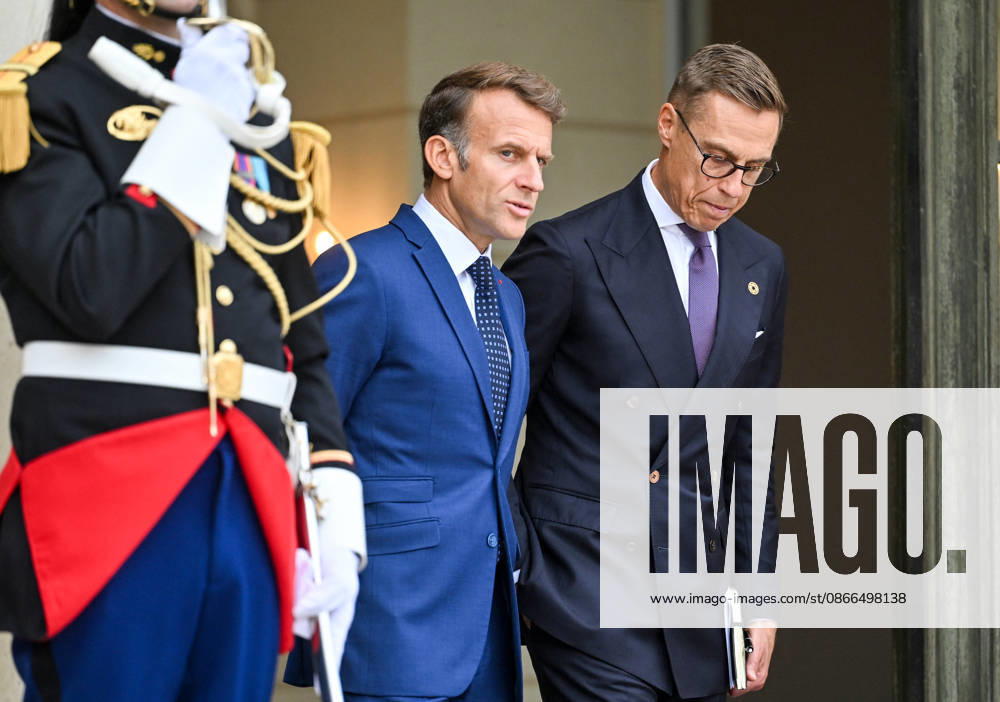 French President Emmanuel Macron welcomes Finnish President Alexander Stubb to the Élysée Palace in Paris, France, on September 10, 2026. Christian Liewig Bestimage French President Emmanuel Macron welcomes Finnish President Alexander Stubb to the Élysée Palace in Paris, France, on September 10, 2026 Paris, France