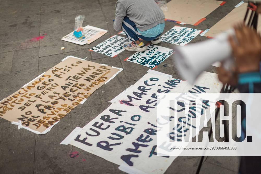 Protesters Rally Against Marco Rubios Visit to Peru LIMA, PERU SEPTEMBER 9, 2026: Protesters from left-wing civic and university collectives gather at Plaza San Martin in central Lima to demonstrate against the official visit of U.S. Secretary of State Marco Rubio to Peru. The demonstrators marched through the city centre into the evening during Rubios South American tour. Lima Peru
