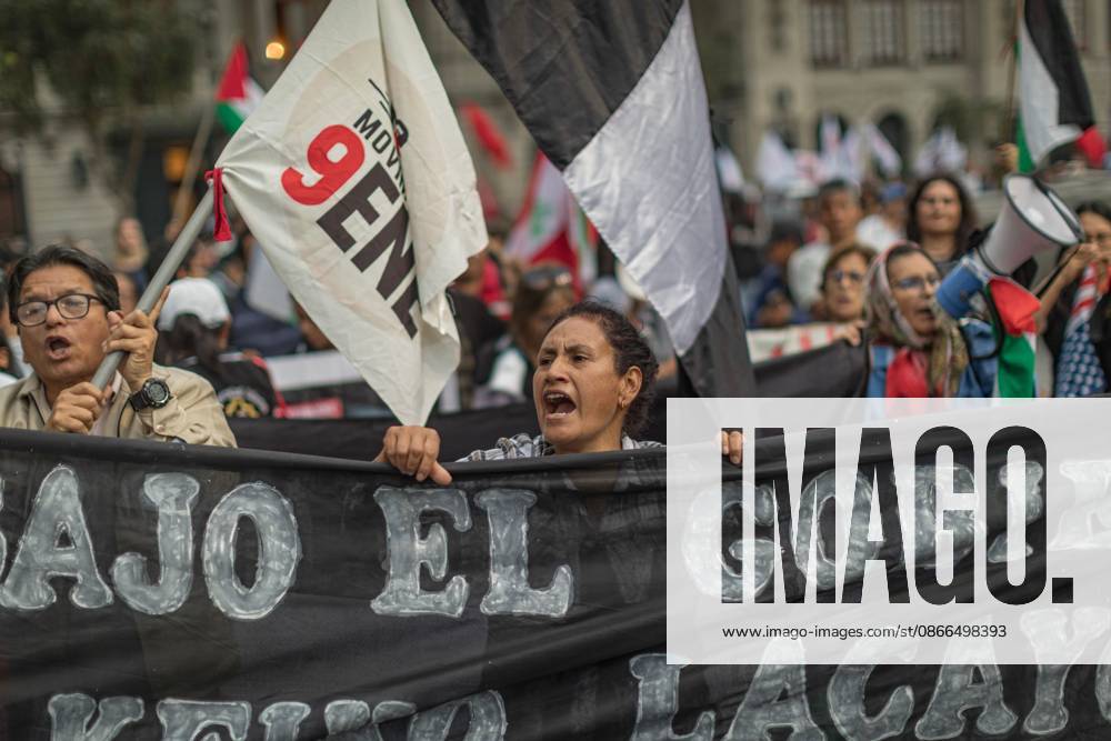 Protesters Rally Against Marco Rubios Visit to Peru LIMA, PERU SEPTEMBER 9, 2026: Protesters from left-wing civic and university collectives gather at Plaza San Martin in central Lima to demonstrate against the official visit of U.S. Secretary of State Marco Rubio to Peru. The demonstrators marched through the city centre into the evening during Rubios South American tour. Lima Peru