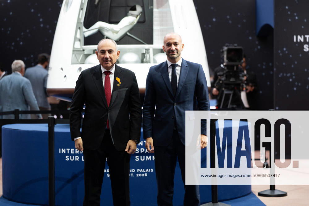 Arrivals at the International Space Summit - Paris French Junior Minister for Europe Benjamin Haddad welcomes Armenian Prime Minister Nikol Pashinyan arrives at the International Space Summit at the Grand Palais in Paris, France on September 10, 2026. Photo by Jeanne Accorsini Pool ABACAPRESS.COM Paris France