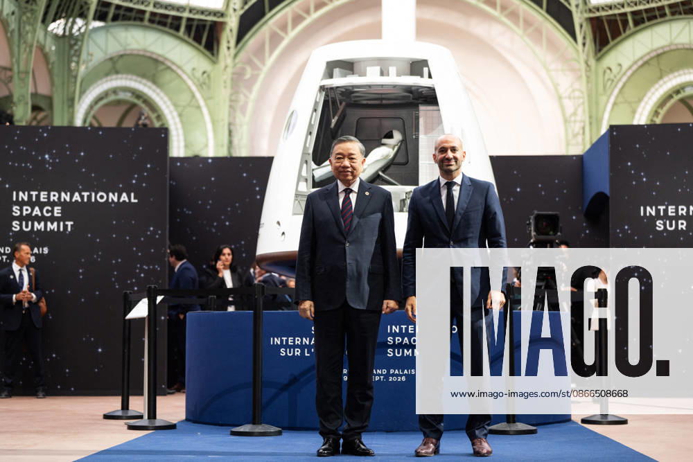 Tô Lâm, President of Vietnam, and Benjamin Haddad, Minister Delegate to the Minister of Europe and Foreign Affairs, responsible for European affairs, at the Space Summit at the Grand Palais in Paris, on September 10, 2026. Nearly 1,100 companies from the space sector will also be present at the Grand Palais, demonstrating the exceptional mobilization of the global space ecosystem around this event, organized by France and Germany. The Summit will address all issues related to the development and innovation of the space sector through three key themes: 1) meeting the challenges of the global space economy through international cooperation; 2) advancing science, technology, and space exploration from an international perspective; and 3) ensu