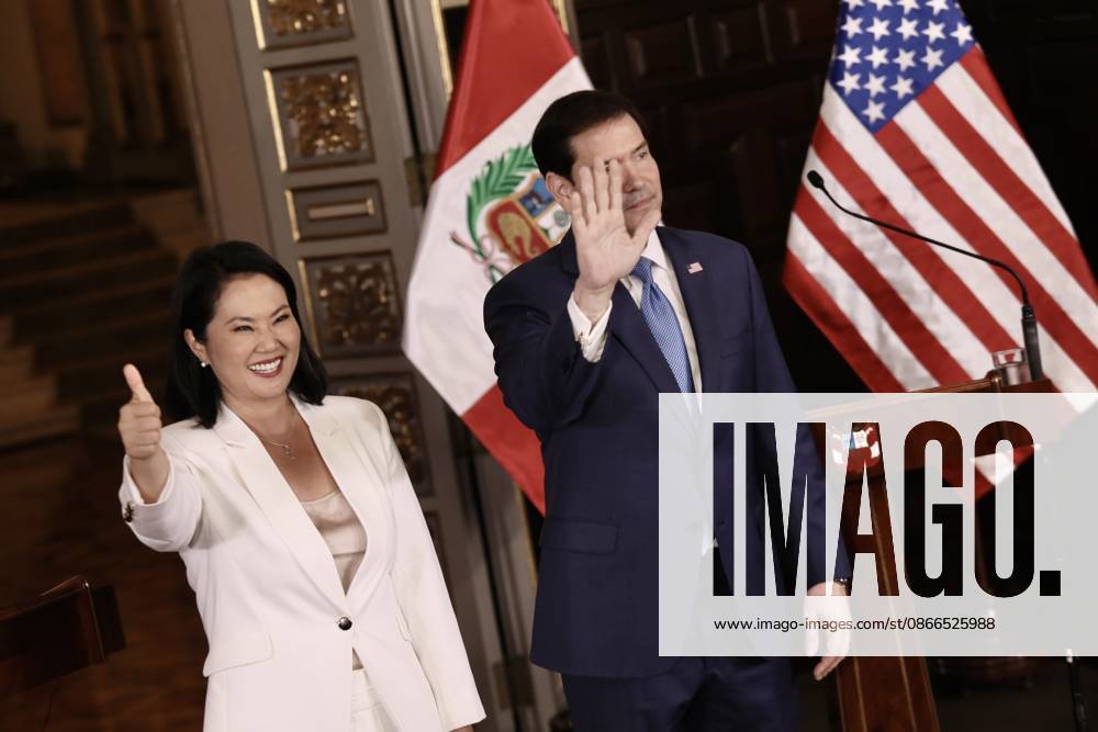 US Secretary of State Marco Rubio is welcomed by Peruvian President Keiko Fujimori in Peru LIMA, PERU - SEPTEMBER 10: U.S. Secretary of State Marco Rubio (R) meets with Peruvian President Keiko Fujimori (L) at the Government Palace on September 10, 2026, in Lima, Peru. Following his visits to Colombia and Ecuador, the Secretary of State arrived in Lima to discuss key issues on the bilateral agenda, including security, the fight against drug trafficking, and trade. Peru is also expected to become part of the so-called Shield of the Americas, a U.S.-led regional security initiative. The meeting marked the first meeting between the governments of Peru and the United States. Klebher Vasquez Anadolu Lima Peru. Editorial use only. Please get