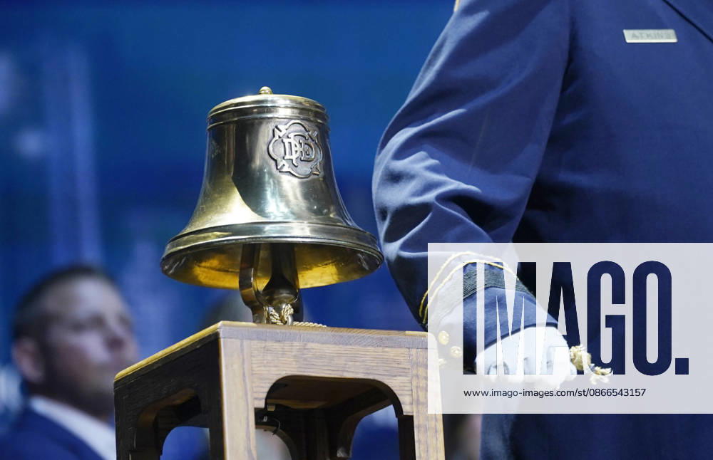A bell is rung to commemorate victims of the September 11 attacks during the second day of the Republican midterm convention at American Airlines Center in Dallas, Texas, on Thursday, September 10, 2026. DAL20260910896 BONNIExCASH