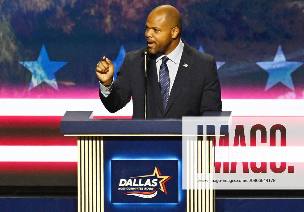 Mayor of Dallas Eric Johnson speaks during the second day of the Republican midterm convention at American Airlines Center in Dallas, Texas, on Thursday, September 10, 2026. DAL20260910902 IANxHALPERIN