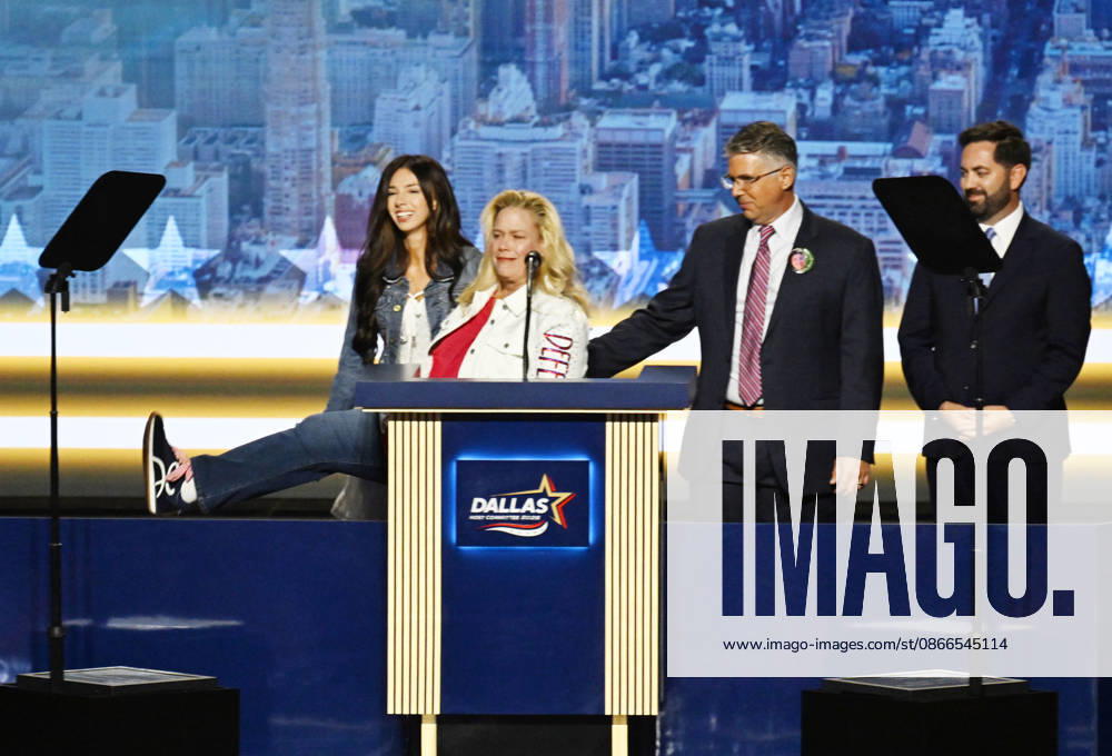 Jessica Gorman shows the shoes her daughter used to wear as she and her family speak about the murder of Sheridan Gorman, as Rep. Mike Lawler listens, on the second day of the Republican midterm convention at American Airlines Center in Dallas, Texas, on Thursday, September 10, 2026. DAL20260910874 IANxHALPERIN