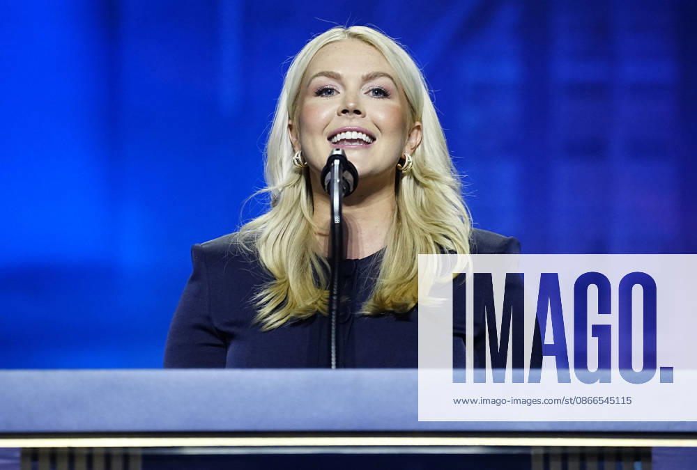 Former White House Press Secretary Karoline Leavitt speaks during the second day of the Republican midterm convention at American Airlines Center in Dallas, Texas, on Thursday, September 10, 2026. DAL20260910905 BONNIExCASH