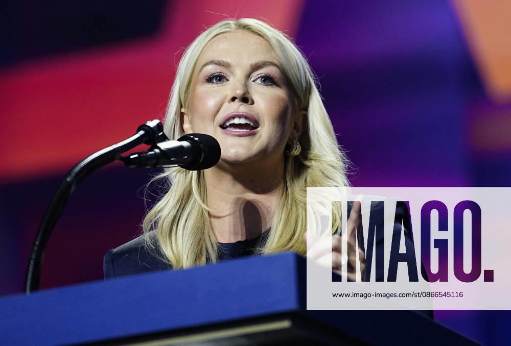 Former White House Press Secretary Karoline Leavitt speaks during the second day of the Republican midterm convention at American Airlines Center in Dallas, Texas, on Thursday, September 10, 2026. DAL20260910906 BONNIExCASH