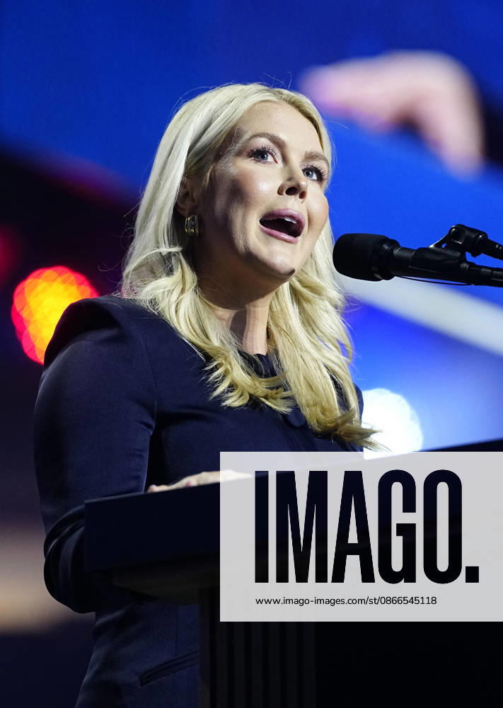 Former White House Press Secretary Karoline Leavitt speaks during the second day of the Republican midterm convention at American Airlines Center in Dallas, Texas, on Thursday, September 10, 2026. DAL20260910908 BONNIExCASH