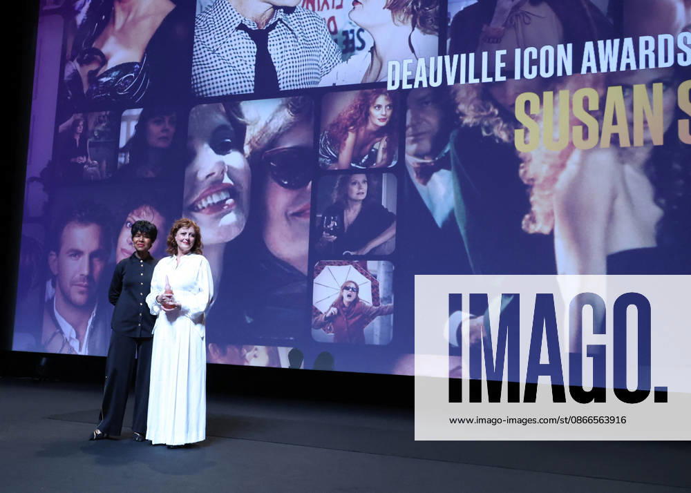 Susan Sarandon receives a Deauville Icon Award from Euzhan Palcy on stage during the 52nd Deauville American Film Festival on September 10, 2026. Denis Guignebourg, Bestimage. Susan Sarandon attends the Deauville Icon Award Ceremony at the 52nd Deauville American Film Festival on September 10, 2026, in Deauville, France. Deauville, France