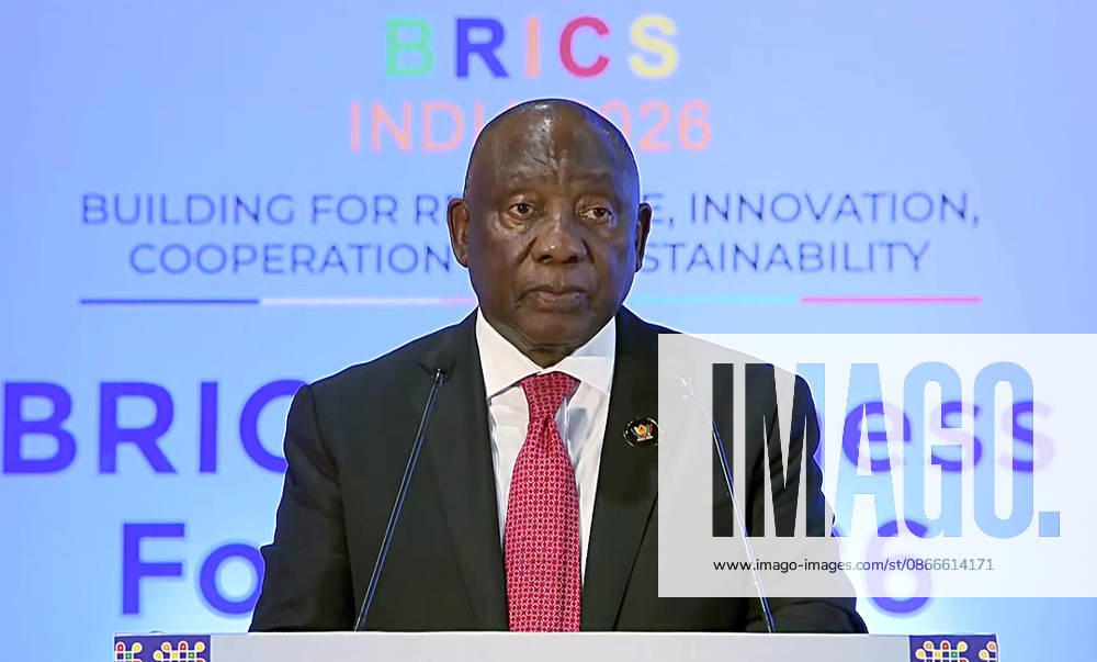 Leaders Session of the BRICS Business Forum New Delhi, Sep 11 (ANI): South African President Cyril Ramaphosa addresses the Leaders Session of the BRICS Business Forum, in New Delhi on Friday. (DD News ANI Video Grab) New Delhi Delhi India