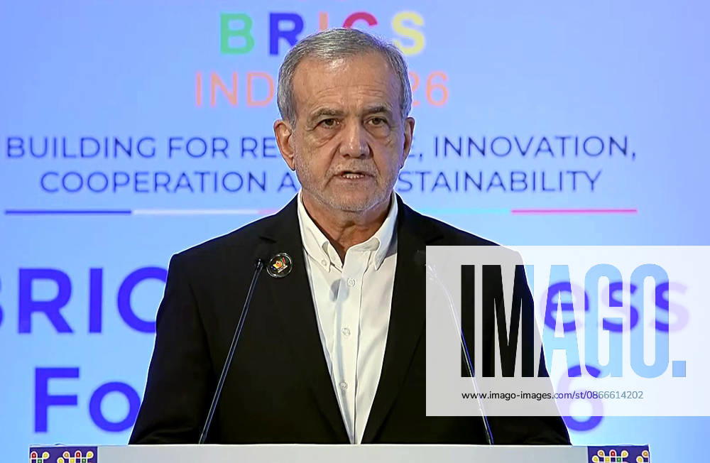 Leaders Session of the BRICS Business Forum New Delhi, Sep 11 (ANI): Iranian President Masoud Pezeshkian addresses the Leaders Session of the BRICS Business Forum, in New Delhi on Friday. (DD News ANI Video Grab) New Delhi Delhi India
