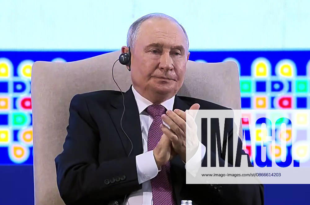 Leaders Session of the BRICS Business Forum New Delhi, Sep 11 (ANI): Russian President Vladimir Putin during the Leaders Session of the BRICS Business Forum, in New Delhi on Friday. (DD News ANI Video Grab) New Delhi Delhi India