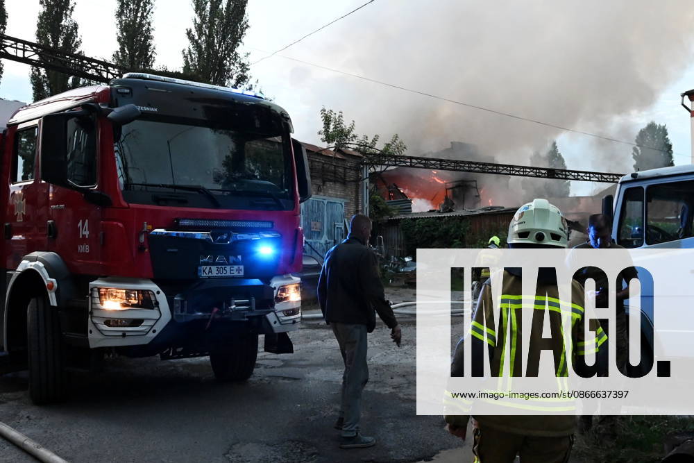 Russian Air Attack On Kyiv, Ukraine Firefighters work near the scene of a fire after a jet-powered drone struck an office building in Kyiv s Podilskyi district, on September 11, 2026. Kyiv Ukraine