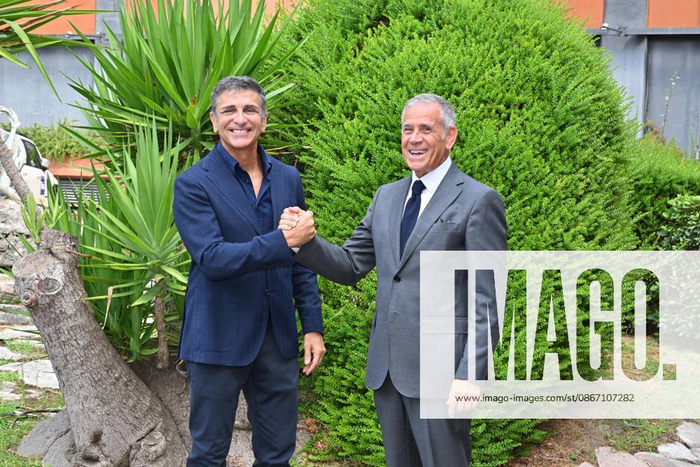 IPA88635689 - Rome: Rai Studios on Via Teulada. Photocall for the show *Il cacciatore di sogni*. Pictured: Stefano Buttafuoco, Roberto Ferrara