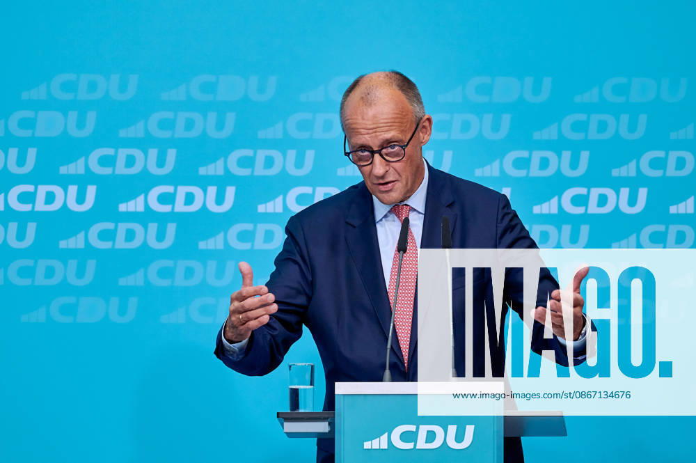 Bundeskanzler Friedrich Merz bei der abschließenden Wahlkampfveranstaltung der CDU anlässlich der bevorstehenden Berliner Abgeordnetenhauswahl im Konrad-Adenauer-Haus in Berlin. Chancellor Friedrich Merz at the CDU s final campaign rally ahead of the upcoming Berlin House of Representatives election at the Konrad Adenauer House in Berlin. snapshot-photography F.Boillot