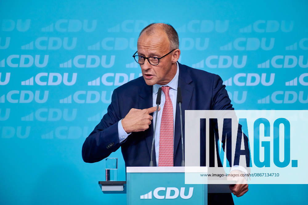 Bundeskanzler Friedrich Merz bei der abschließenden Wahlkampfveranstaltung der CDU anlässlich der bevorstehenden Berliner Abgeordnetenhauswahl im Konrad-Adenauer-Haus in Berlin. Chancellor Friedrich Merz at the CDU s final campaign rally ahead of the upcoming Berlin House of Representatives election at the Konrad Adenauer House in Berlin. snapshot-photography F.Boillot