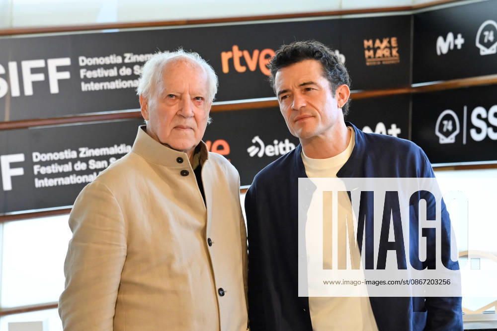 Werner Herzog Receives the Donostia Award at the San Sebastián Film Festival Director, screenwriter, producer, and actor Werner Herzog (left), accompanied by actor Orlando Bloom (right), poses for the media before receiving the Donostia Award at the Kursaal on September 18, 2026, in San Sebastián, Guipúzcoa, Basque Country, Spain. Director, screenwriter, producer, and actor Werner Herzog will receive the Donostia Award in recognition of his career during the opening gala of the San Sebastián Film Festival, which will take place from September 18 to 26 for its 74th edition. The Festival’s highest honorary distinction for the German filmmaker will be accompanied by a screening of his new feature film, ‘Bucking Fastard,’ which competed at the