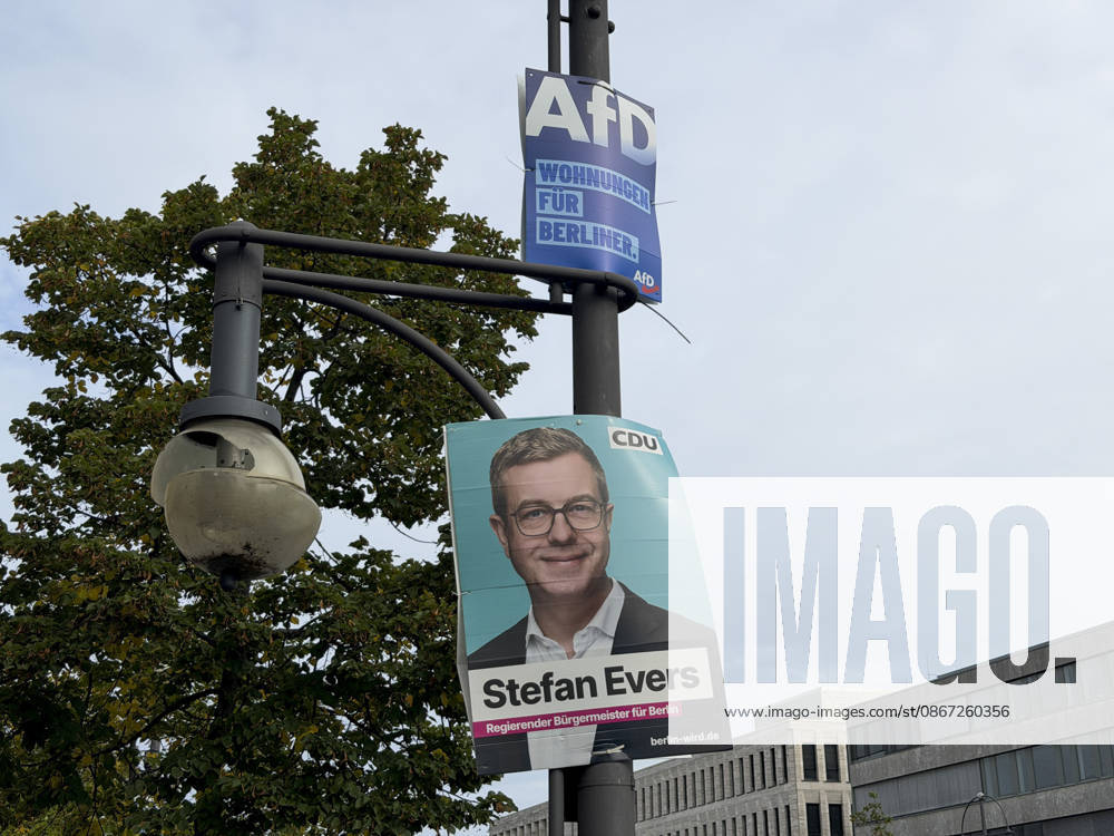 Ahead of Berlin House of Representatives election BERLIN, GERMANY - SEPTEMBER 19: Election campaign posters featuring political parties and candidates are displayed on streets across the city ahead of the Berlin House of Representatives election to be held in Berlin, Germany, on September 19, 2026. Halil Sagirkaya Anadolu Berlin Germany. Editorial use only. Please get in touch for any other usage.