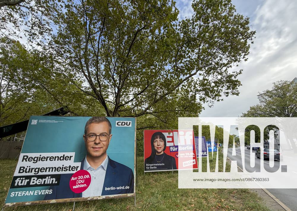 Ahead of Berlin House of Representatives election BERLIN, GERMANY - SEPTEMBER 19: Election campaign posters featuring political parties and candidates are displayed on streets across the city ahead of the Berlin House of Representatives election to be held in Berlin, Germany, on September 19, 2026. Halil Sagirkaya Anadolu Berlin Germany. Editorial use only. Please get in touch for any other usage.