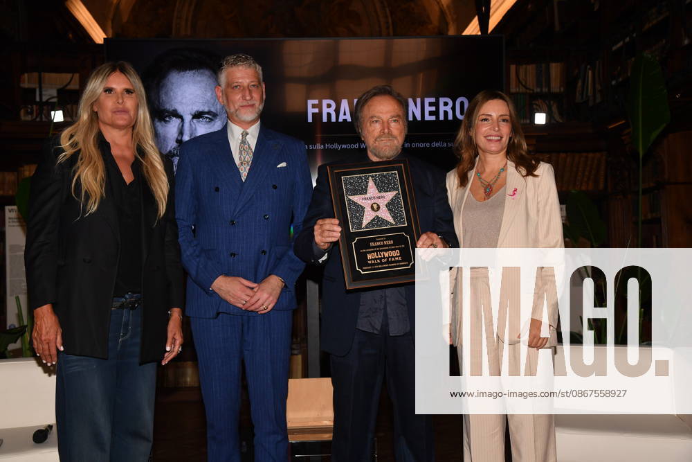 IPA88844538 - Rome, Ministry of Culture: Celebration for Franco Nero’s Stella Award. Pictured: Tiziana Rocca, Alessandro Giuli, Franco Nero, Lucia Borgonzoni